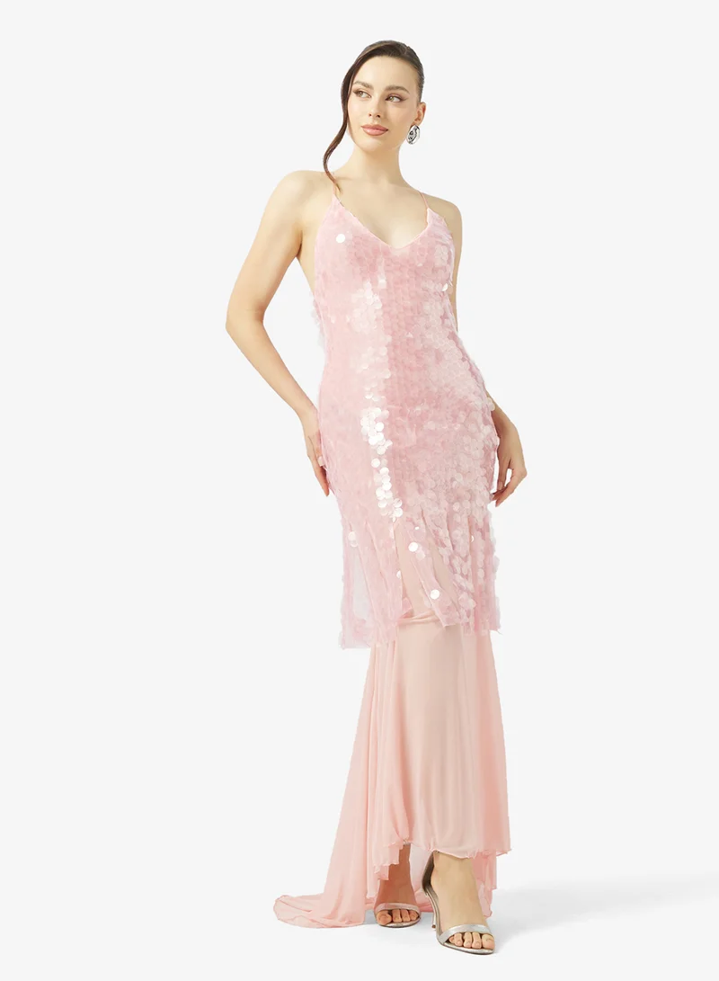 Ginger Strappy Sequin Embellished Evening Dress
